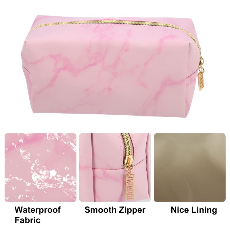 Unique Bargains Makeup Bag Cosmetic Travel Bag Make Up Brush Organizer Bag Marble Makeup Storage Toiletry Bag for Women 7"x3"x4" 1 Pcs, 3 of 7