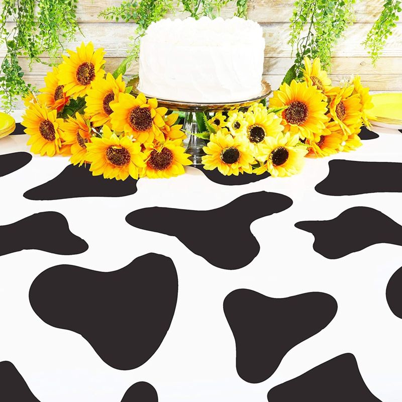 Blue Panda 3-Pack Farm Cow Print Disposable Plastic Tablecloth Table Cloth 54"x108" Party Supplies, 2 of 7