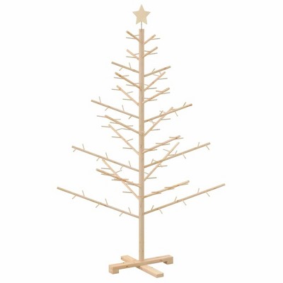 vidaXL Wooden Christmas Tree with Stand Natural 59.1" Solid pine wood
