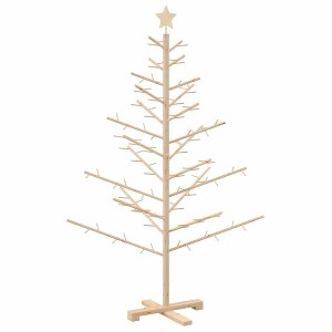 vidaXL Wooden Christmas Tree with Stand Natural 59.1" Solid pine wood - 1 of 4