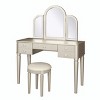 Vanity Set,Mirrored Vanity Table With LED Light And Drawers,Makeup Vanity Table And Cushioned Stool,Vanity Set For Bedroom-Cuddlewood - 4 of 4