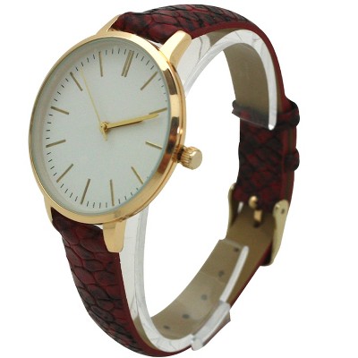 Olivia Pratt Snake Print Leather Strap Watch