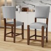 Okak 40.4 Inch Bar Stools Set of 4, Mid Century Modern Counter Stools with Linen Upholstery&Wood Legs, for Kitchen Island, Dining Room - 4 of 4