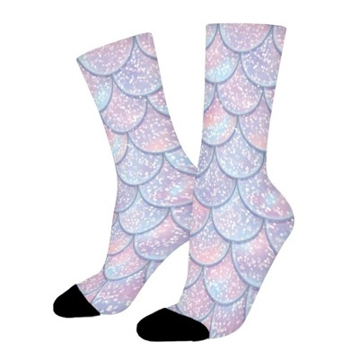 Mermaid Fish Scales Women Printed Crew Socks Funny Funky Socks Soft Polyester Novelty Gifts for Artists Men