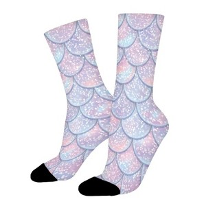 Mermaid Fish Scales Women Printed Crew Socks Funny Funky Socks Soft Polyester Novelty Gifts for Artists Men - 1 of 1