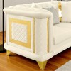 69" Velvet Loveseat with Gold Stainless Steel Trims, Embroidered Texture & 3 Exquisite Pillows, Mid-Century Modern Victorian Tufted Sofa for Home - 3 of 4