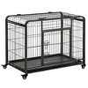 Resenkos Dog House, Pet House,Dog Cave,Folding Design Metal Dog Crate & Heavy Duty Kennel with Removable Tray 4 Locking Wheels Dark Grey - 3 of 4