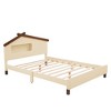 Wood Bed Frame With House-Shaped Headboard Motion Activated Night Lights 300LBS Max Load Easy Assembly Platform Bed - 4 of 4