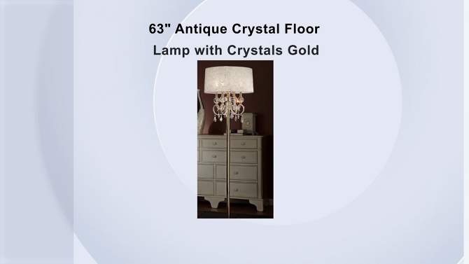 63&#34; Antique Crystal Floor Lamp with Crystals (Includes CFL Light Bulb) Gold - Ore International, 2 of 5, play video