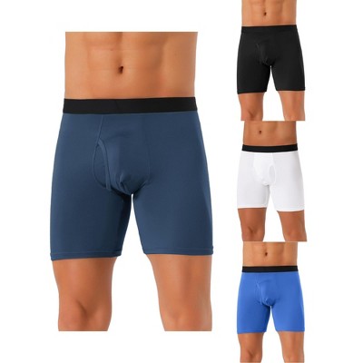 INSPIRE CHIC Men's 4 Pack Solid Color Soft Stretch Open-fly Basic Boxer Briefs