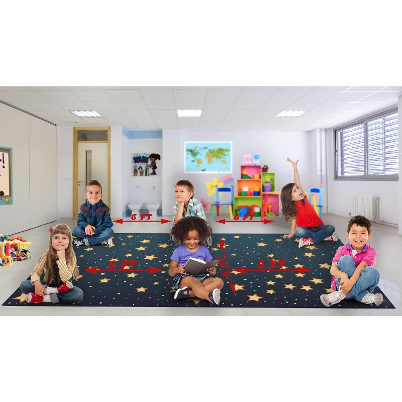 Deerlux 6 ft. Social Distancing Colorful Kids Classroom Seating Area Rug, Starry Sky Design, 5 of 8