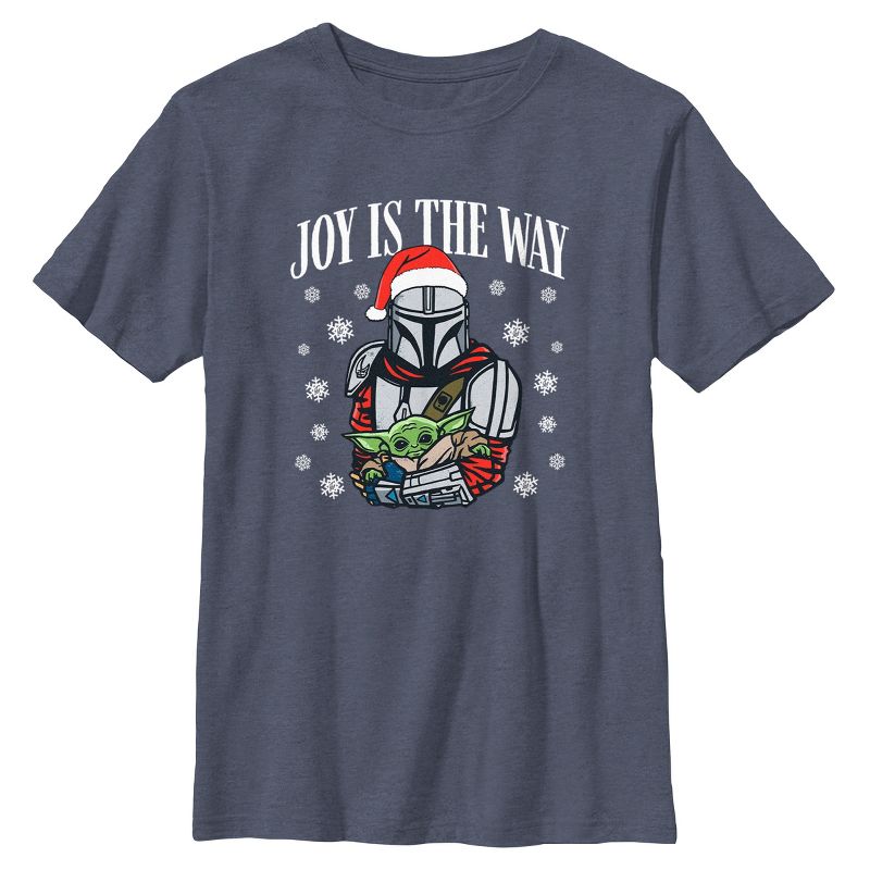 Boy's Star Wars: The Mandalorian Christmas Grogu and Din Djarin Joy is the Way T-Shirt, 1 of 5