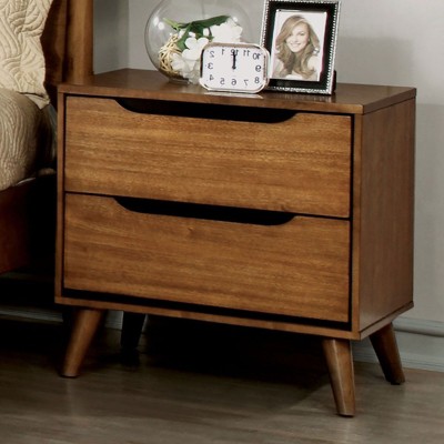 NicBex Mid-Century Modern 2-Drawers Nightstand Bedside Table with Round Tapered Legs End Table for Living Room, Bedroom