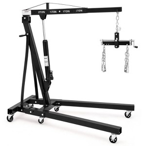 2-Ton Heavy Duty Folding Engine Hoist - Shop Crane with 6 Casters & Engine Lift Lever, 4000LB Capacity, for Automotive, Workshop Use - 1 of 4