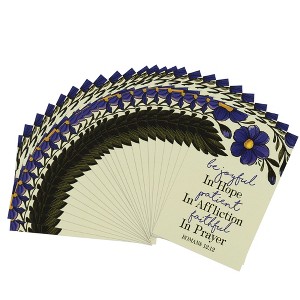 Dicksons Joyful in Hope Patient Faithful Blue Floral 3 x 2 Paper Itty Bitty Bookmark Pack of 24 - 1 of 2