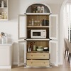 Arched Bookshelf with Doors and Drawers Farmhouse Bookcase 15.83in Depth Display Storage Shelves 71.4in Tall Wooden Display Cabinet Rounded Bookcases - 4 of 4