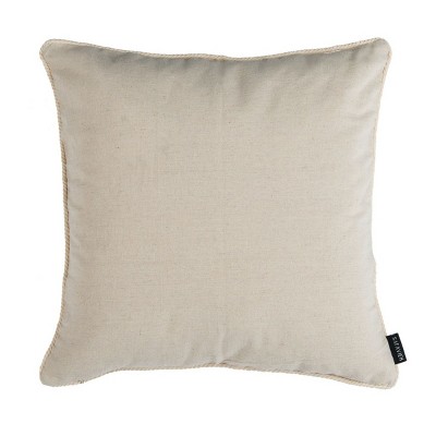 Natural Linen Coastal Seahorse Embroidered 18" Square Pillow