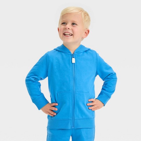 Toddler Boys' Zip-Up French Terry Hoodie Sweatshirt - Cat & Jack™ Blue 12M