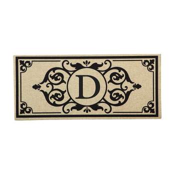 Evergreen Cambridge Monogram Burlap Sassafras Indoor Outdoor Switch Doormat Letter D 1'10"x10" Brown