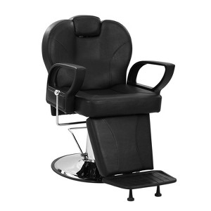 Barber Chair, Heavy Duty Reclining Barber Chair with Adjustable Height & Headrest, 360 Degree Swivel Hair Chair with Footrest - 1 of 4