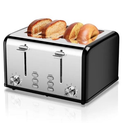 4 Slice Toaster Stainless Steel Retro Toasters, Bagel, Defrost, Reheat, Cancel Function 6 Shade Settings Removable Crumb Tray Auto Pop-Up, Kitchen
