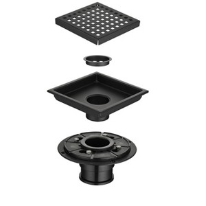 6 Inch Square Shower Floor Drain Square Shower Floor Drain with Flange,Pattern Grate Removable,Food-Grade SUS 304 Stainless Steel - 1 of 4