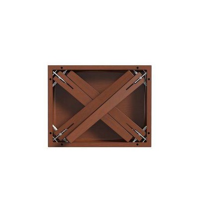 Brown Hardwood Folding Occasional Table with 4-Point Legs