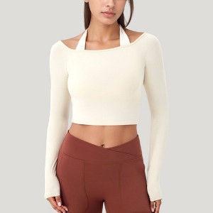 Anna-Kaci Active Women's Off Shoulder Long Sleeve Activewear Crop Top with Streamlined Fit and Lightweight Stretch Fabric - 1 of 4