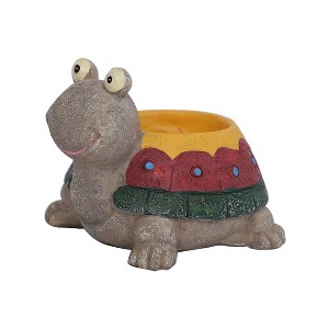 Unique Bargains Household Garden Resin Turtle Shaped Plant Flower Pot Planters Colorful 1 Pc - 1 of 4