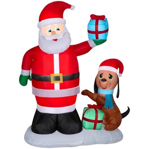 Gemmy Animated Christmas Inflatable Santa and Puppy, 6 ft Tall, Multi - 1 of 4