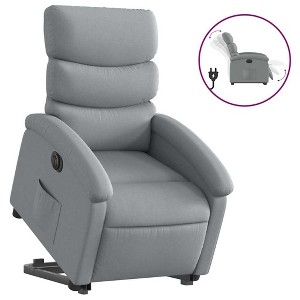 vidaXL Electric Power Lift Recliner Chair, Light Gray Fabric - Armchair with Motorized Adjustment for Elderly, Spacious Seat - 1 of 4