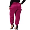 Agnes Orinda Women's Plus Size Satin Elastic Waist Athleisure Ankle Length Casual Jogger Pants - 4 of 4