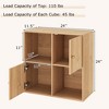 Costway 4-Cube Bookcase with Dual Anti-Tipping Kits & 2 Cabinets Storage Organizer White/Natural - 3 of 4