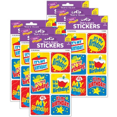 TREND It's My Birthday Tear & Share Stickers®, 30 Per Pack, 6 Packs