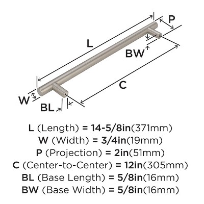 14-5/8 Inch Stainless Steel Modern Bar Pull