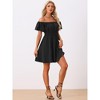 Allegra K Women's Summer Square Neck Puff Short Sleeve Elastic Waist Mini Dress - 3 of 4