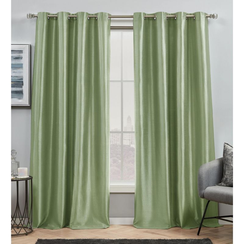 Exclusive Home Chatra Faux Silk Grommet Top Curtain Panel Pair, 1 of 5