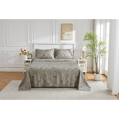 Boho Bed Sheet set Twin/Queen/King Floral Soft Lightweight Sheets with Deep Pocket Fitted Sheet Bed Sheet Pillowcase