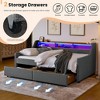 QingMoon Twin Upholstered Sofa Bed, Linen Daybed Frame with Adjustable Storage Headboard, Wireless Charging Station and Drawers for Bedroom - 3 of 4