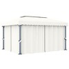 vidaXL Gazebo with Curtain 13.1'x9.8' Cream White Aluminum - 2 of 4