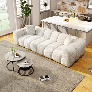 SYFERLORY 102.36"Luxury Modern Upholstered Sofa For Living Room, Square Arm and 3 Seater Sofa,No Assembly Needed(Chenille Fabric,White) - 1 of 4