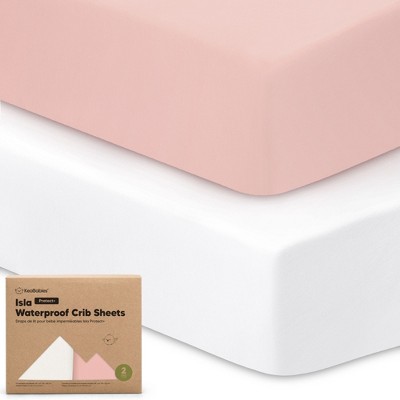 KeaBabies Isla Waterproof Crib Sheets for Boys, Girls, 2pk Baby Fitted Crib Sheet, Waterproof Crib Mattress Protector Sheets