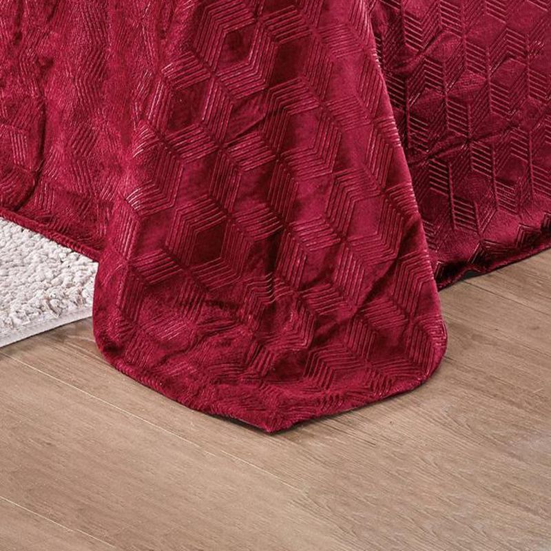 Amrani Bedcover Embossed Blanket, Soft Premium Micro Plush Burgundy by Plazatex, 2 of 4