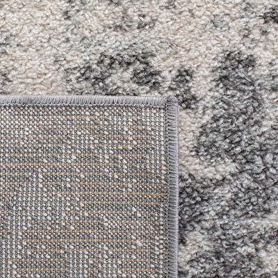 Ivory Charcoal Boho-Chic Hand-Knotted Synthetic Area Rug 9' x 12'