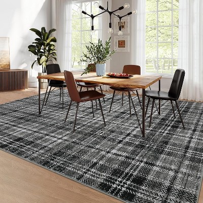 Washable Area Rug Non-Shedding & Easy Care Mat for Kitchen Dining Room Living Room Bedroom Home Decor, Modern Farmhouse Foldable Thin Non Slip Carpet