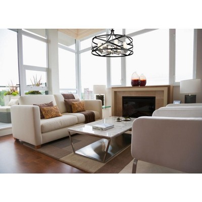 Malcalester 30" Matte Black and Brushed Nickel 8-Light Chandelier