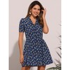 INSPIRE CHIC Women's V Neck Short Sleeve Button Front Summer Floral Shirt Dresses - 2 of 4