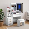 Vanity Table - Modern Style with Lighted Mirror and Drawer Storage for Bedroom Makeup - 35.43"W - 3irtyhousy - 2 of 4