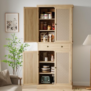 主图换背景
72" Tall Freestanding Pantry Cabinet, Farmhouse Wooden Storage Cupboard with 4 Doors (Barn Doors), - 1 of 4