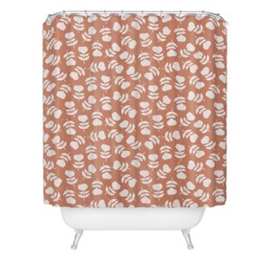 Little Arrow Vintage Floral Terracotta Shower Curtain Orange - Deny Designs: Microfiber, Botanical Pattern, Machine Washable - 1 of 2